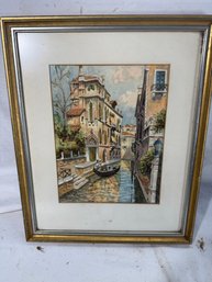 Signed Luarchetto  Italian  Canal Scene
