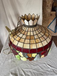 Large Hanging Leaded  Glass  Shade