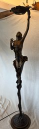 Tall Brass Or Bronze Art Noveau Style Torchiere