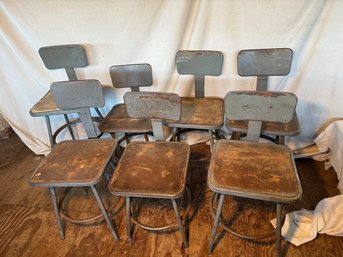 7 Vintage Industrial Chairs Adjustable Height