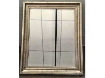 Silver  Gilt Framed Modern Beveled Mirror