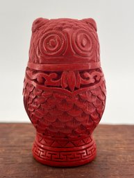 Vintage 1988 Franklin Mint Cinnabar Lacquer Owl Figurine