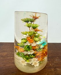 Vintage Daisyglas Of California Hand-crafted Dried Flower Paperweight
