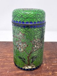 Vintage Cylindrical Cloisonne Trinket Box