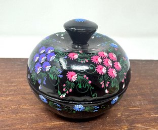 Hand Painted Lacquered Potbellied Trinket Box