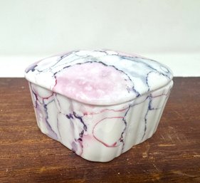 Hand Marbled Porcelain Signed Trinket Box