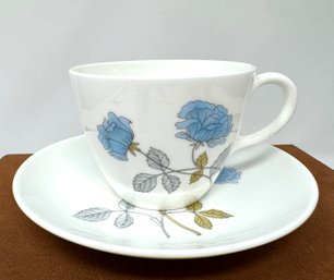 Vintage Bone China Cup And Saucer By Wedgewood In The Ice Rose Pattern