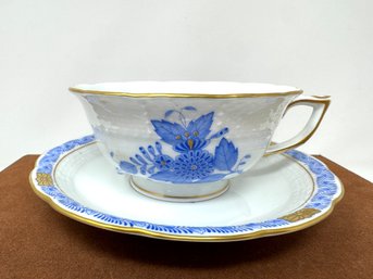 Vintage Herend Hand Painted Cup And Saucer