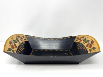 Vintage 1980's Hand-painted Metal Toleware Bread Tray Signed
