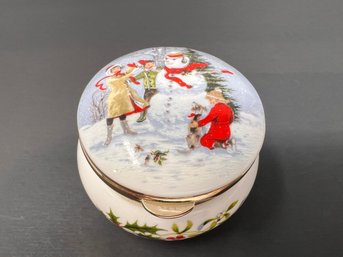 Winter Scene Porcelain Trinket Box