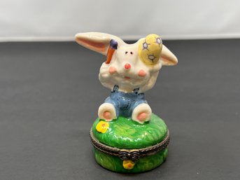 Vintage Ceramic Easter Bunny Hinged Trinket Box