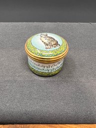 Smithsonian Institution Halcyon Days Enamel Trinket Box With Cat