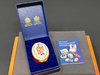 1984 Halcyon Days Annual Christmas Enamel Trinket Box In Original Box