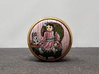 Vintage Halcyon Days Enamels Miniature Round Screw-top Trinket Box