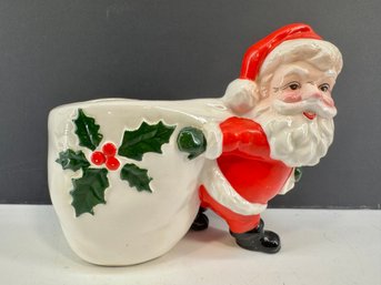 Vintage Mid-Century Modern Ceramic Santa Claus Planter