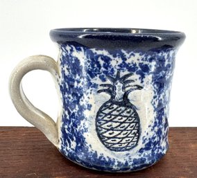 Blue And White Spongeware Ceramic Coffee Mug
