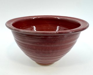 Studio Pottery Bowl With Cranberry Glaze