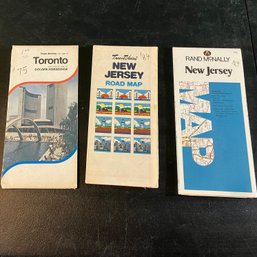 Set Of 3 Maps: Toronto 1975, New Jersey 1984, And New Jersey 1984 (different Brand Of Map)