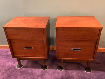 Mainline By Hooker Mid-Century Modern Hardwood Pair Of Endtables, Beautiful Condition, 1960 (w/invoice!)
