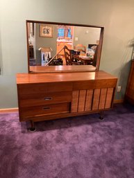Mainline By Hooker Mid-Century Modern Hardwood Side-by-Side Chest Of Drawers With Mirror, 1960 (w/receipt!)