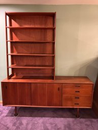 Mid-century Modern Horizontal Cabinet With Matching Freestanding Bookcase: Credenza/ Buffet Unit Very Nice MCM