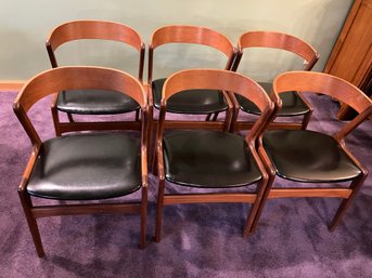 Six Kai Kristiansen Fire Chairs In Teak, Denmark 1960s, Excellent Condition