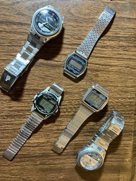 Five Digital Watches From Casio & Timex
