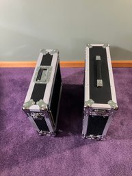 Two Rackmount Road Cases, One 2U, The Other 3U, With Velcro So They Can Be Attached Together