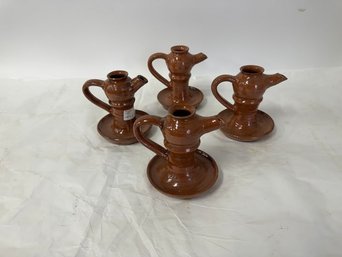 4.Antique Glazed Pottery Oil Lamps (4)