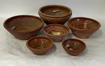 5. French Redware Pottery Bowls(6)
