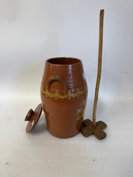 7. Redware Pottery Butter Churn