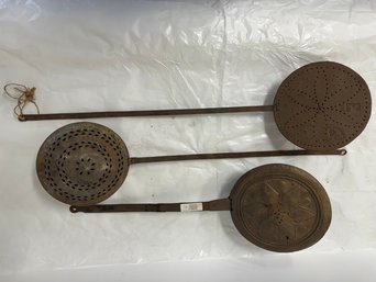 13. Three(3) Primitive Copper Bed Warmers