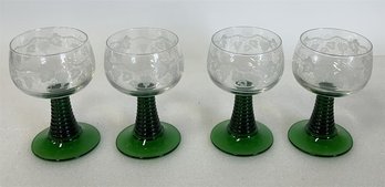 51. French Etched Wine Goblets (4)