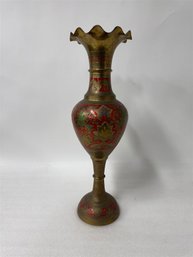 21. Antique Enameled Brass Vase
