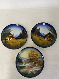 9. Two Hand Painted German Plates & A Third.