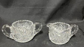45. Heavy Lead Crystal Creamer And Sugar