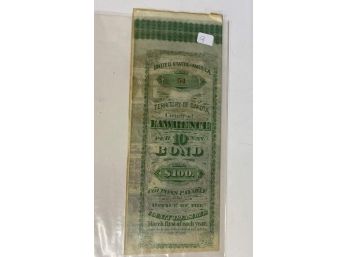 7. Territory Of Dakota Lawrence Co. 1899 Bond
