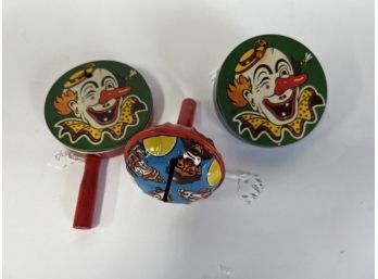 36. Vintage Tin Clown Noisemakers (3)