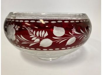 30. Bohemian Cranberry Cut To Clear Glass Bowl