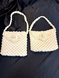 Two Vintage Handcrafted Macrame Purses/Bags
