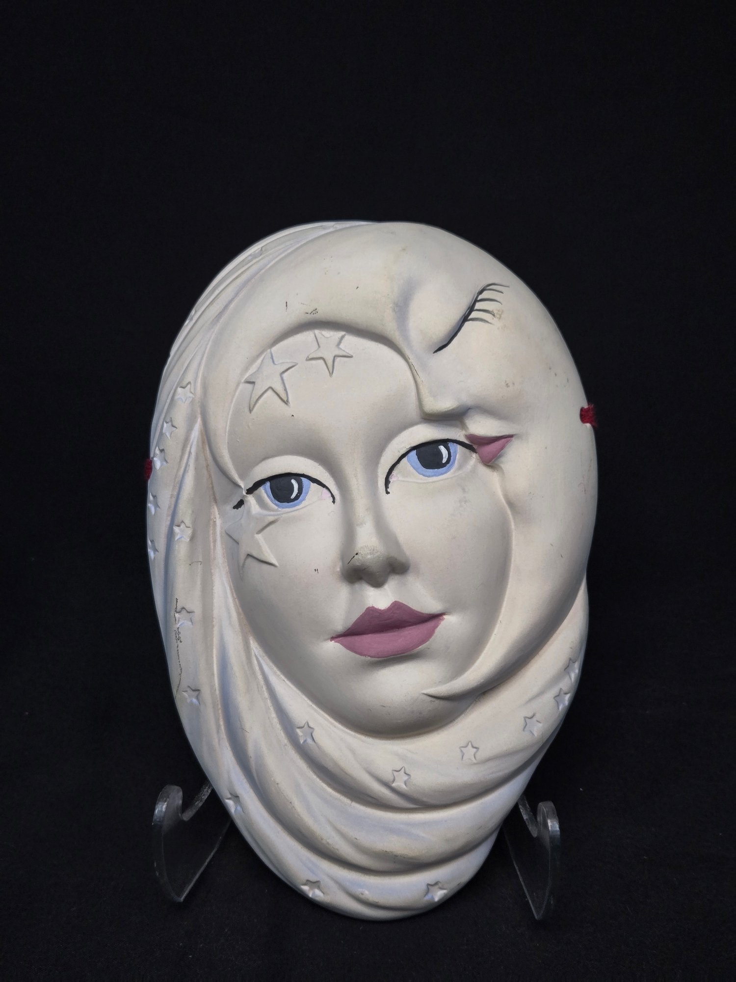 Moon Mask Randy Iniguez Vintage Ceramic Moon Mask Lady #2991 | Auctionninja.com