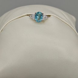 Blue Topaz Colored Cocktail Ring Size 6.25