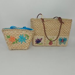 Woven Hand Basket Lot Of 2