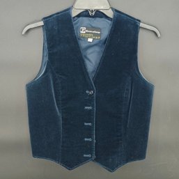 Vintage Blue Grevelour Nouveautés Velvet Vest Size 12