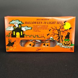 Vintage 10-light Set Of Blow-mold Jack-o'-lantern String Lights