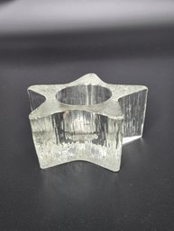 Vintage 1990s Avon Celestial Star Shaped Textured Glass Votive Tealight Candle Holder