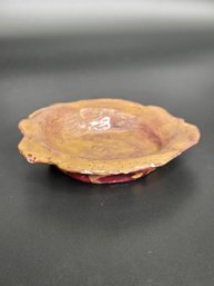 Studio Ceramic Glazed Ruffled Edge Trinket Dish Signed