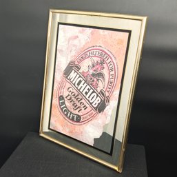 Vintage Framed Michelob Golden Draft Light Mirror Bar Sign