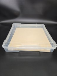 Plastic Tote With Scrapbook Pages