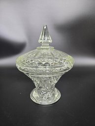 Early American Pressed Glass (EAPG) Lidded Candy Dish Pedestal Compote
